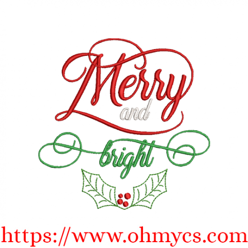 Merry and Bright Embroidery Design