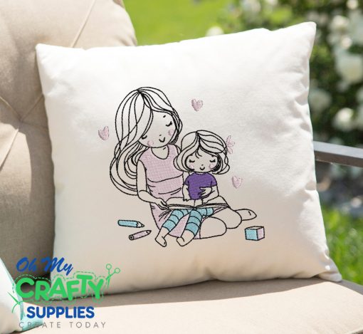 Mommy and Me Reading Embroidery Design