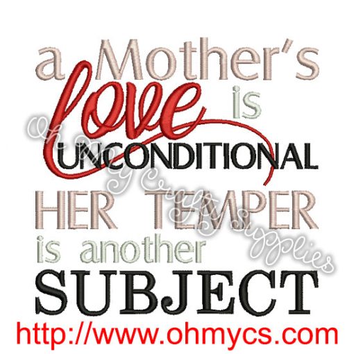 A Mother's Love Embroidery Design