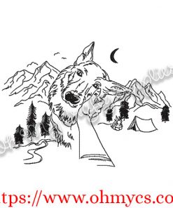 Mountain Dog Sketch Embroidery Design