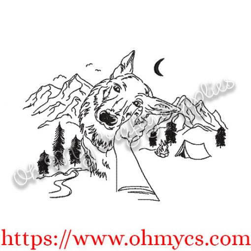 Mountain Dog Sketch Embroidery Design