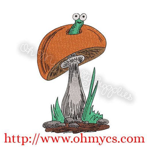 Sketch Mushroom Embroidery Design