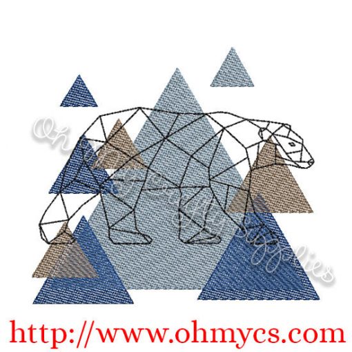 Abstract Bear Embroidery Design