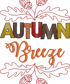 Autumn Breeze Words Embroidery Design