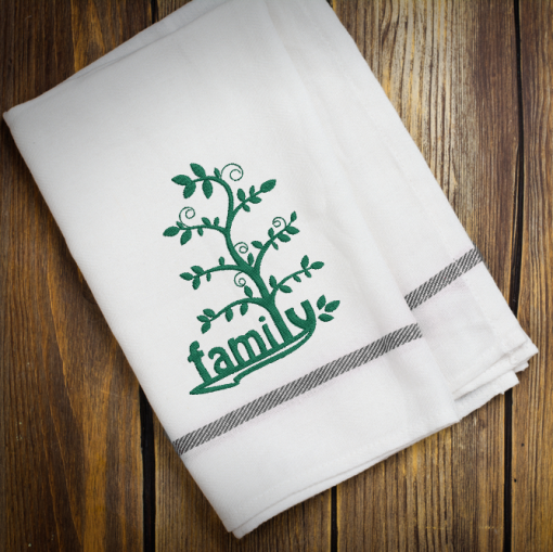 Family Tree with Leaves Embroidery Design