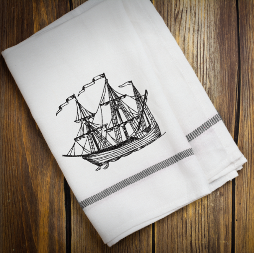 Sketch Ship Embroidery Design