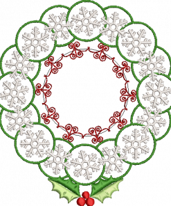 Christmas Snowflake Wreath Embroidery Design