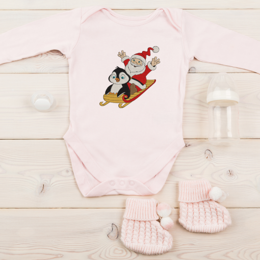 Christmas Penguin with Santa Embroidery Design