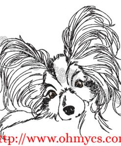 Papillon Sketch Embroidery Design