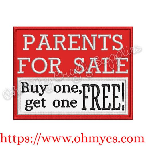 Parents for sale buy one get one free applique design