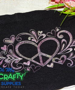 Peace Heart Embroidery Design