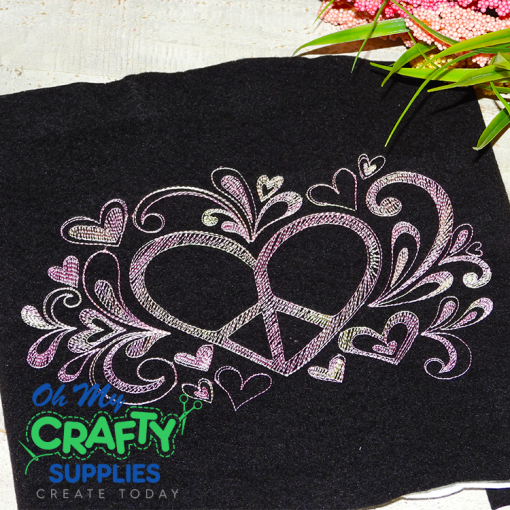Peace Heart Embroidery Design