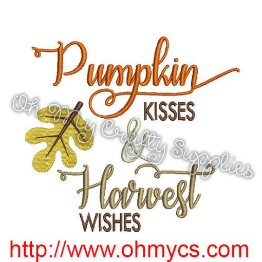 Pumpkin Kisses Embroidery Design
