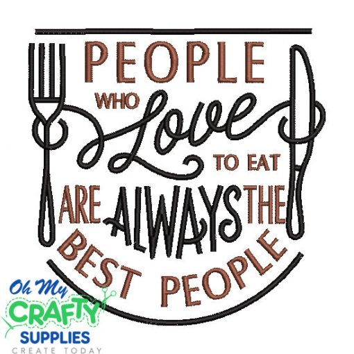 People who love to eat Embroidery Design