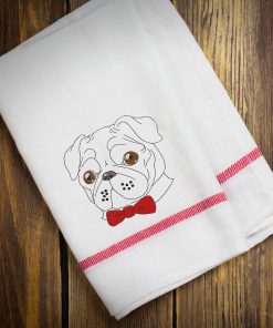 Pug with Bow Tie Embroidery Design