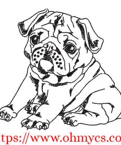 Pug Puppy Sketch Embroidery Design