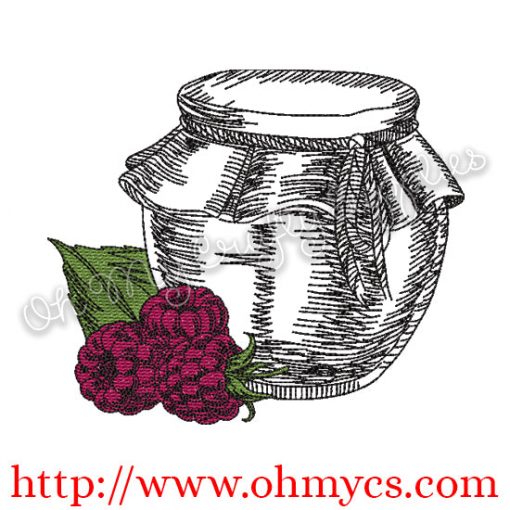 Raspberry Jam Jar Embroidery Design