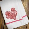 Red Henna Rooster Embroidery Design