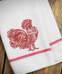 Red Henna Rooster Embroidery Design