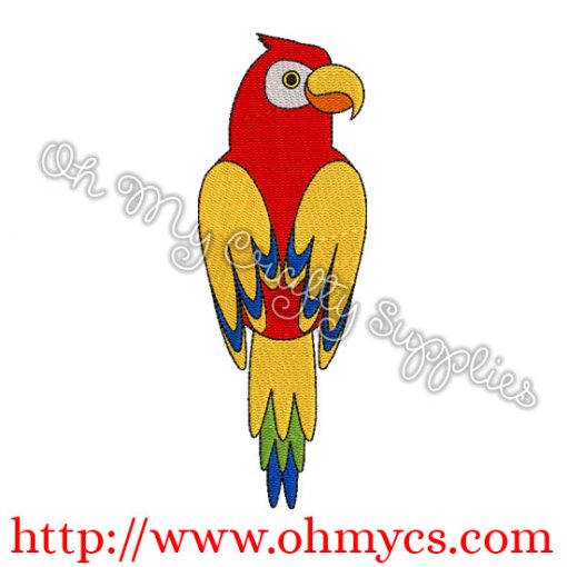 Red Macaw Parrot Embroidery Design