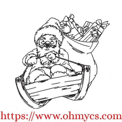 Santa Riding Sleigh Sketch Embroidery Design
