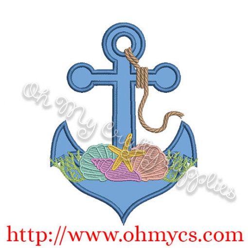 Sea Shell Anchor Applique Design