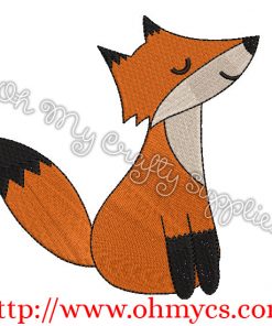 Simple Fox Sitting Embroidery Design