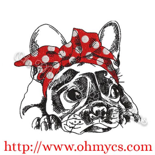 Sketch Headband French Bulldog Embroidery Design