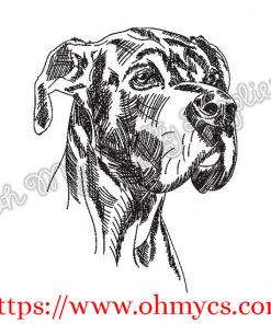 Sketch Great Dane Embroidery Design