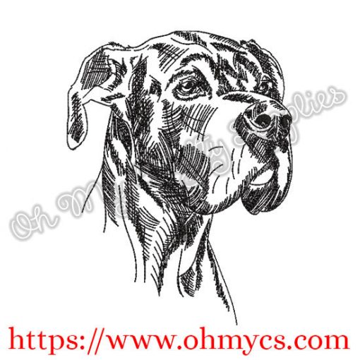 Sketch Great Dane Embroidery Design