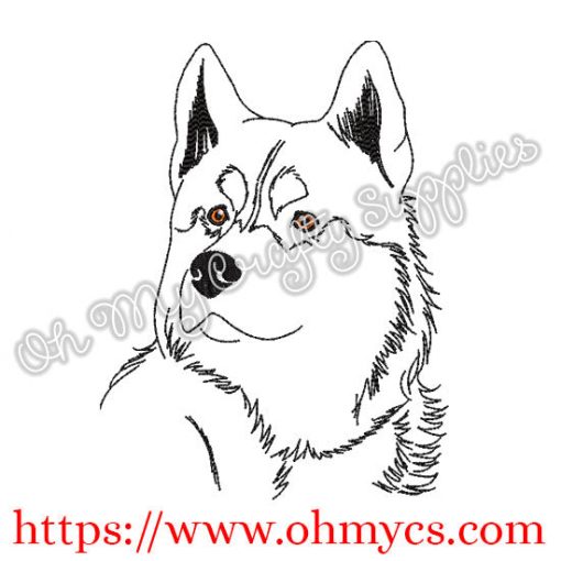 Sketch Husky Embroidery Design