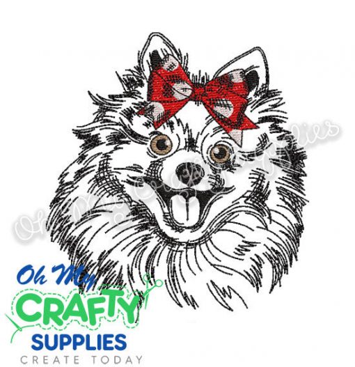 Sketch Pomeranian Embroidery Design