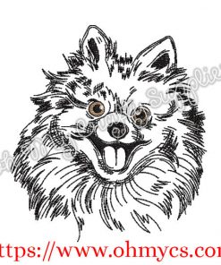 Sketch Pomeranian Without Bow Embroidery Design