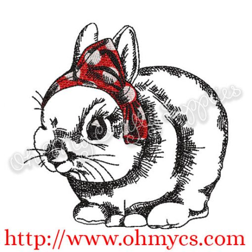 Sketch Rabbit with Headband Embroidery Design