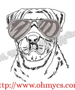 Sketch Rottweiler with Shades Embroidery Design