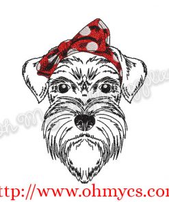 Sketch Schnauzer with Headband Embroidery Design