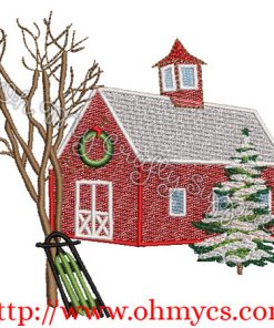 A Christmas Church Embroidery Design