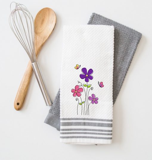 Spring Flowers with Butterflies Embroidery Design