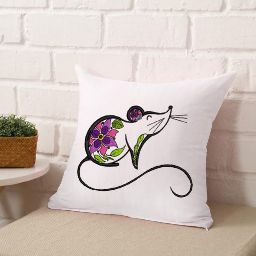 Floral Spring Mouse Embroidery Design