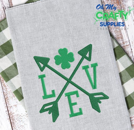 Love Shamrock Arrow Embroidery Design