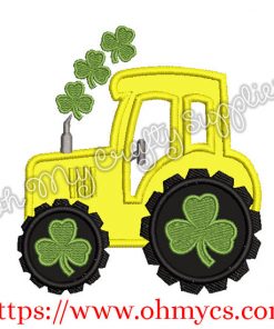 St. Patrick's Day Tractor Applique Design
