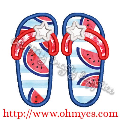 Star Flip Flops Applique Design