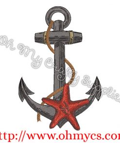 Starfish and Anchor Embroidery Design