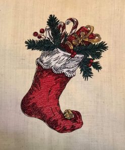 Christmas Stocking Colored Sketch Embroidery Design