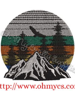 Sunset Mountains Embroidery Design