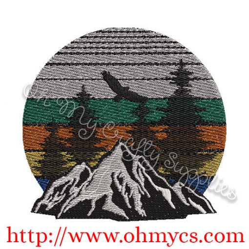 Sunset Mountains Embroidery Design