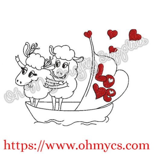 Titanic Sheep Couple Embroidery Design