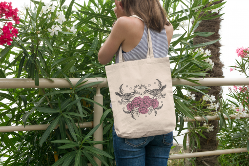 Birds and Flowers Sketch Embroidery Design