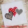 Trio Heart Embroidery Applique