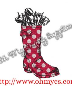 Tulip Boot Sketch Embroidery Design